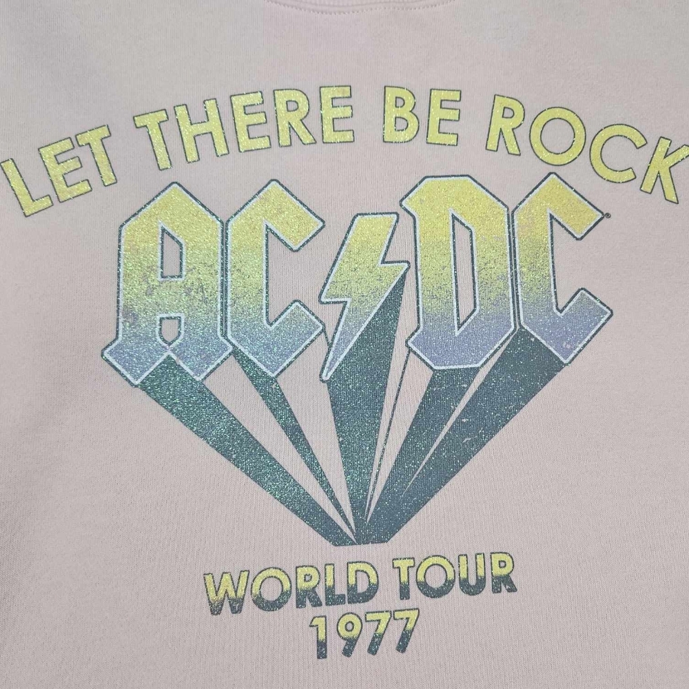 ACDC Sweater Womens Large Pink Green‎ 70s Retro Inspired Graphic Sweatshirt - Picture 3 of 7